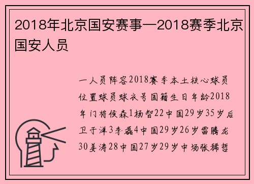 2018年北京国安赛事—2018赛季北京国安人员
